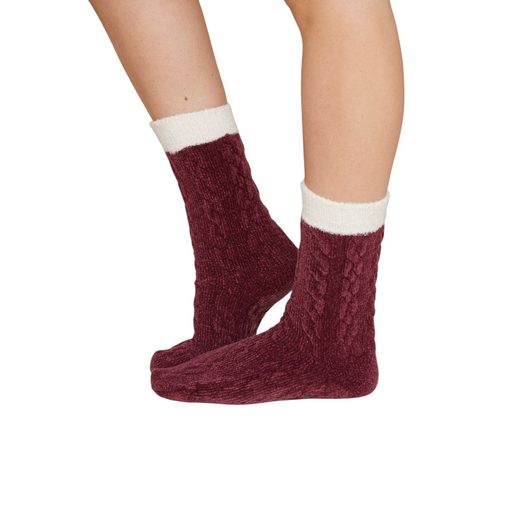 Noidinotte Calzino antiscivolo doppiato con lavorazione a trecce Unisex Bordeaux
