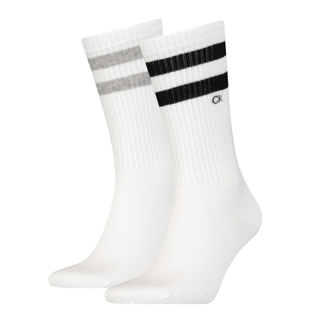 Calvin Klein Uomo 2P Calzini A Metà Polpaccio A Righe Bianco 701218711 004 039
