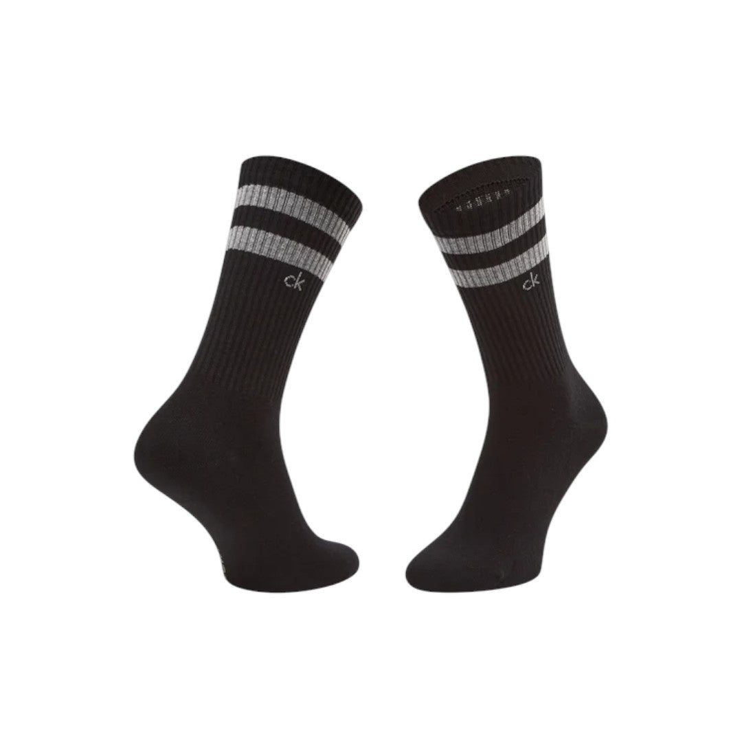 Calvin Klein Uomo 2P Calzini A Metà Polpaccio A Righe Nero 701218711 001 039