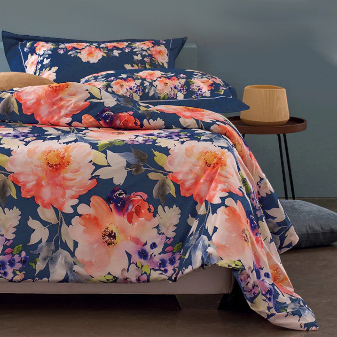 Dondi Home Notti Blu Parure Copripiumino in percalle stampato Solaria Blu
