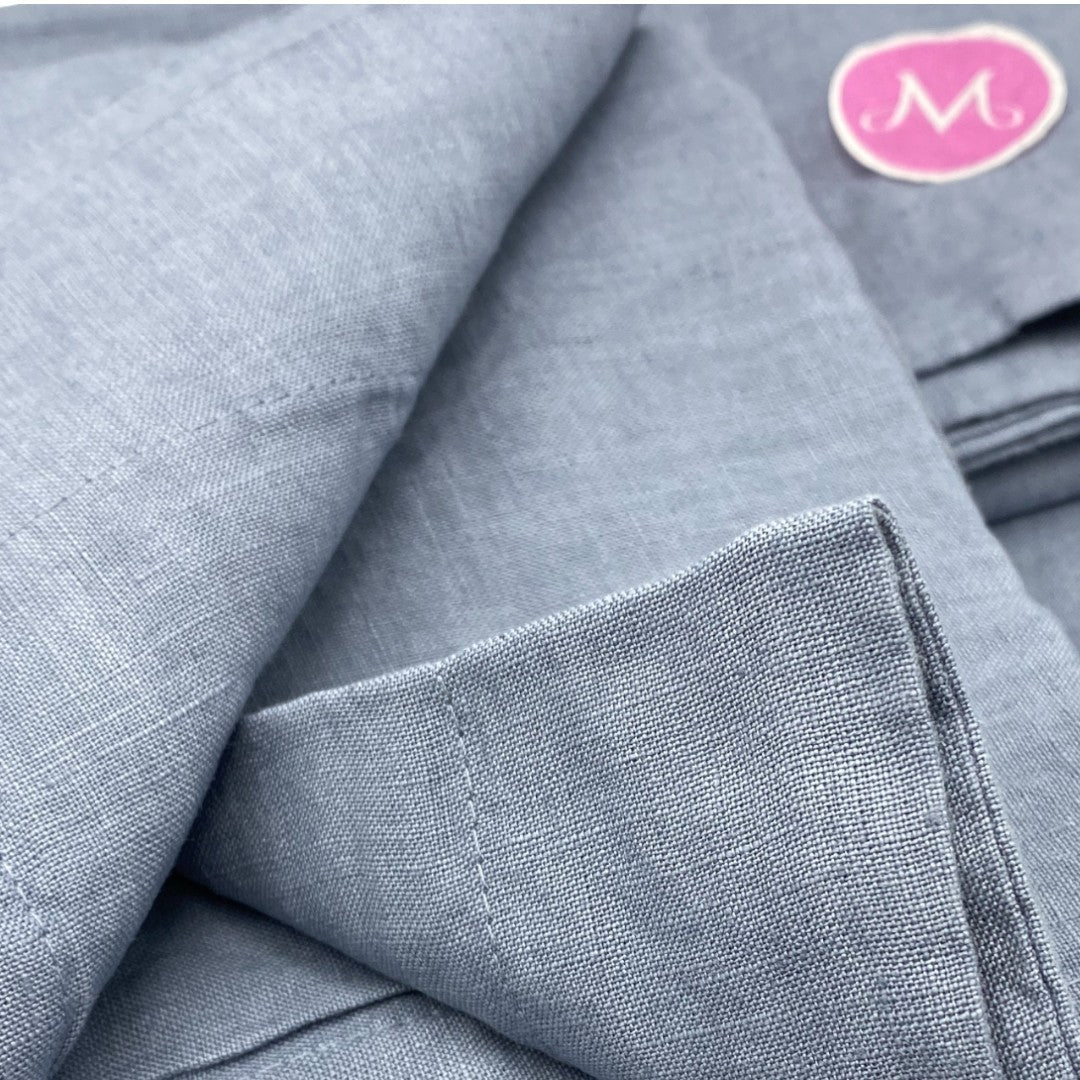 Biancoperla completo lenzuola matrimoniali puro lino tinto in capo Luxury Cielo