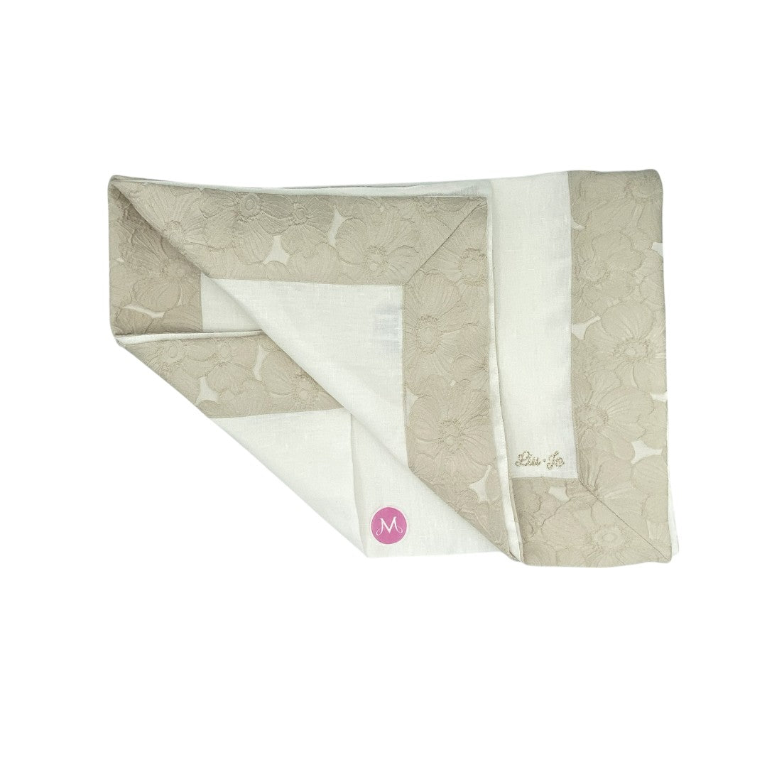 Liu Jo Runner Cassiopea 100% lino con orli ricamati Avorio Sabbia LT585B 00066