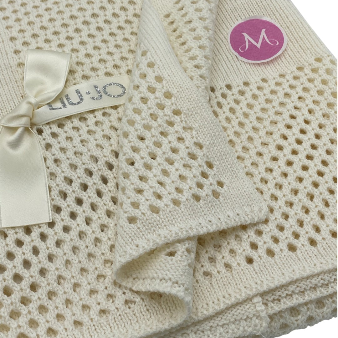 Liu Jo Baby Copertina Carrozzina in Lana Merinos Bamby Avorio BL248B 00067