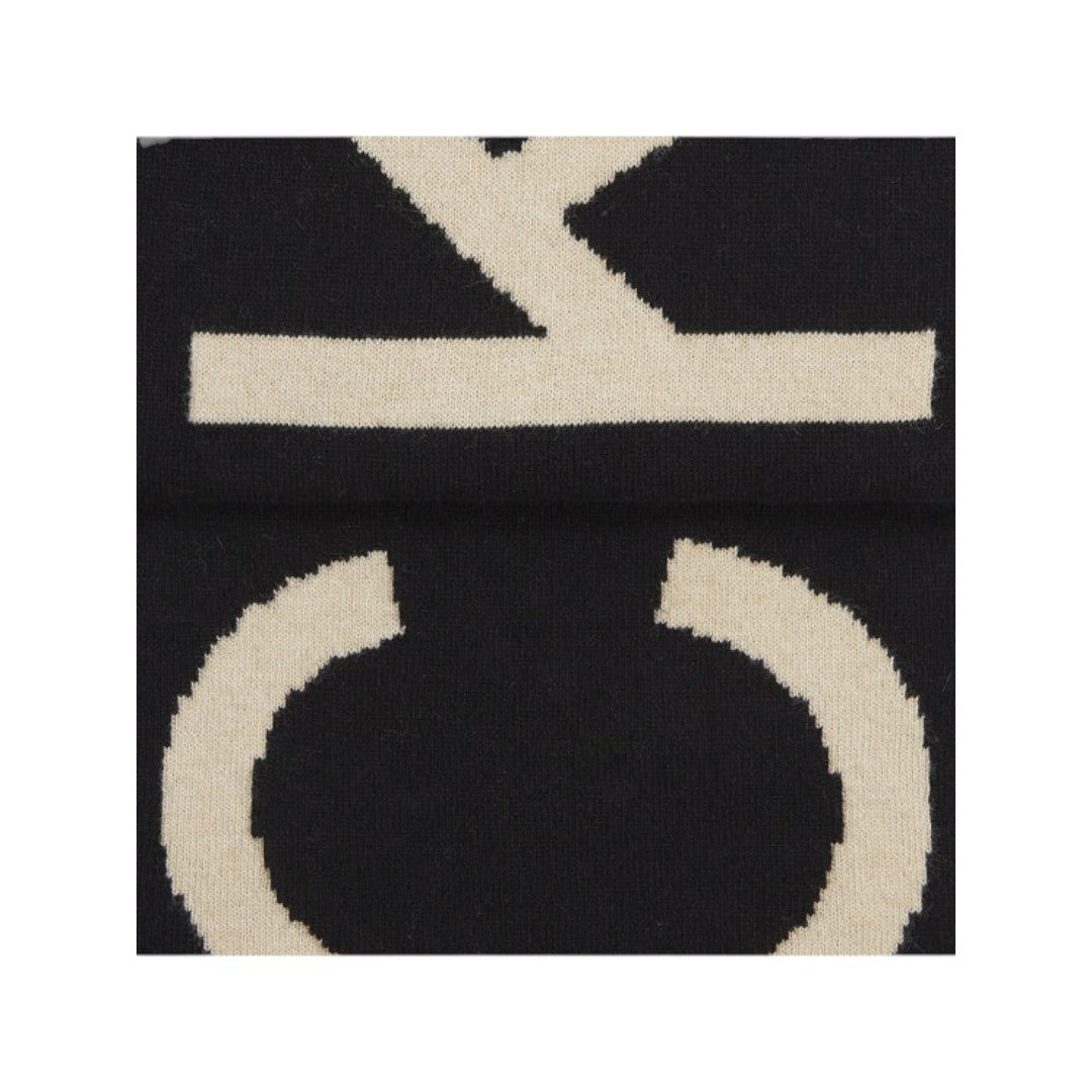 Calvin Klein Sciarpa Donna Logo Print Nero Lana e viscosa - K60K611263 BDS