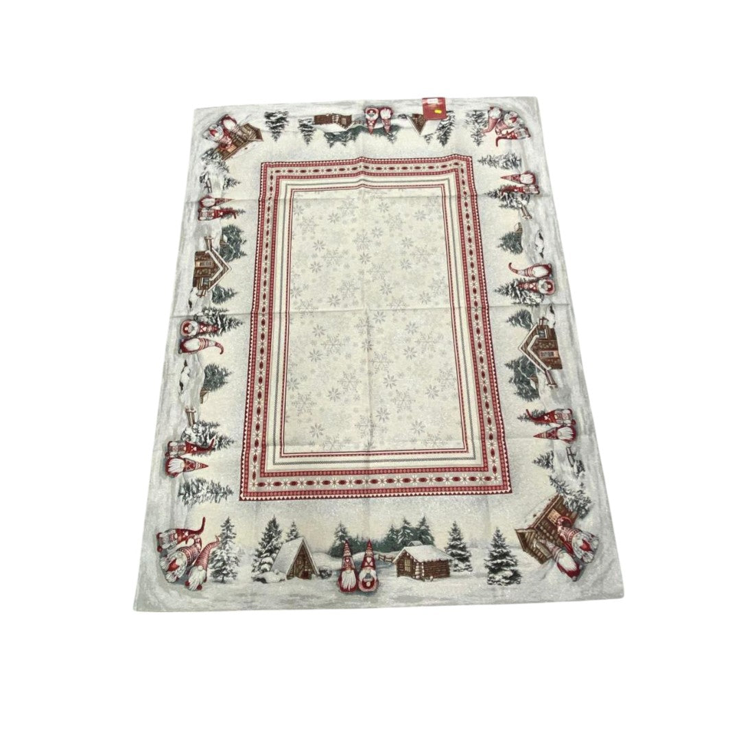 Emily Home Tovaglia Gnomo di Natale in Gobelin rosso-argento
