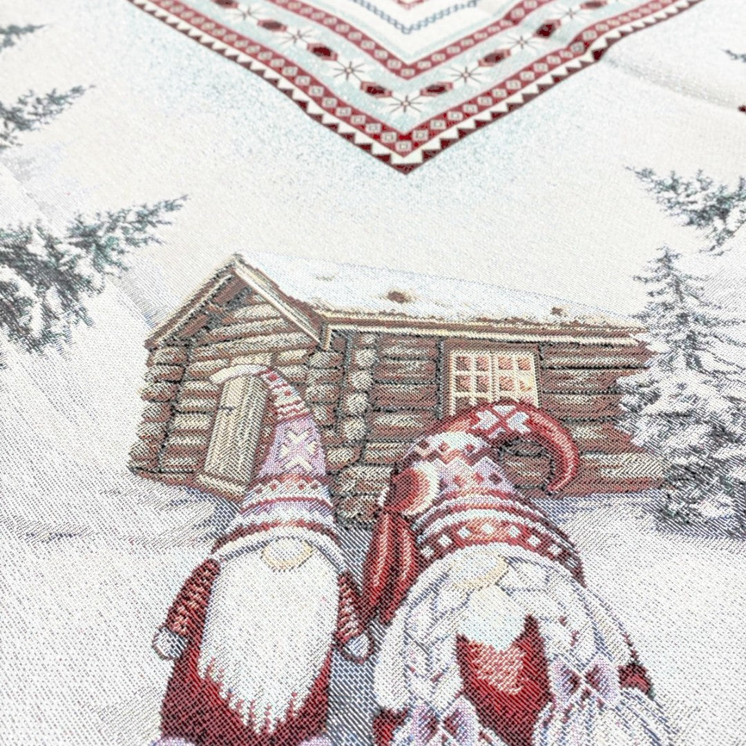 Emily Home Tovaglia Gnomo di Natale in Gobelin rosso-argento