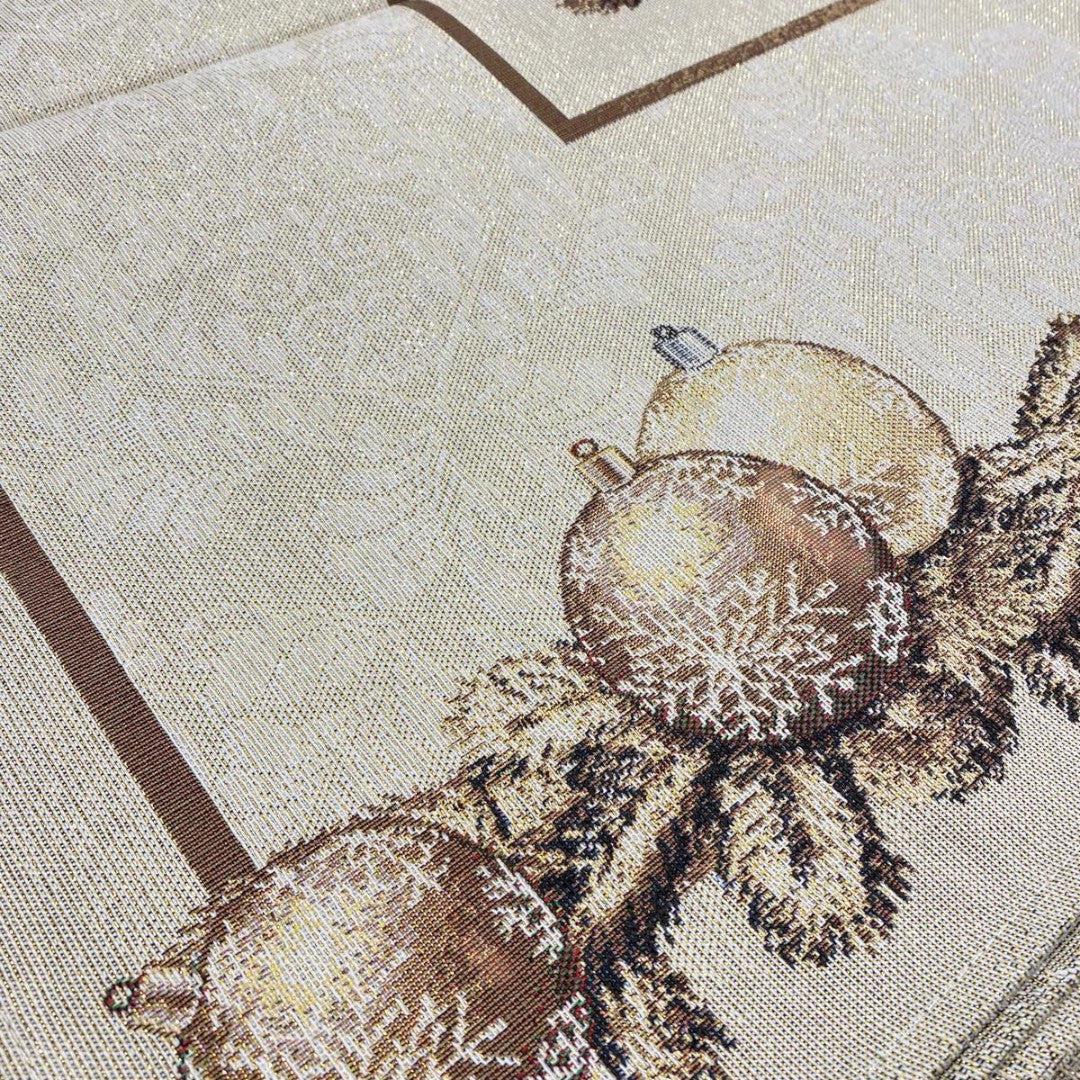 Emily Home Tovaglia Winter Gold Balls in Gobelin Oro