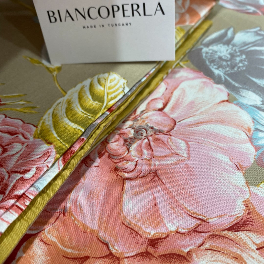 Biancoperla Parure Copripiumino Cotone Percalle Stampato Vivaldi Nocciola