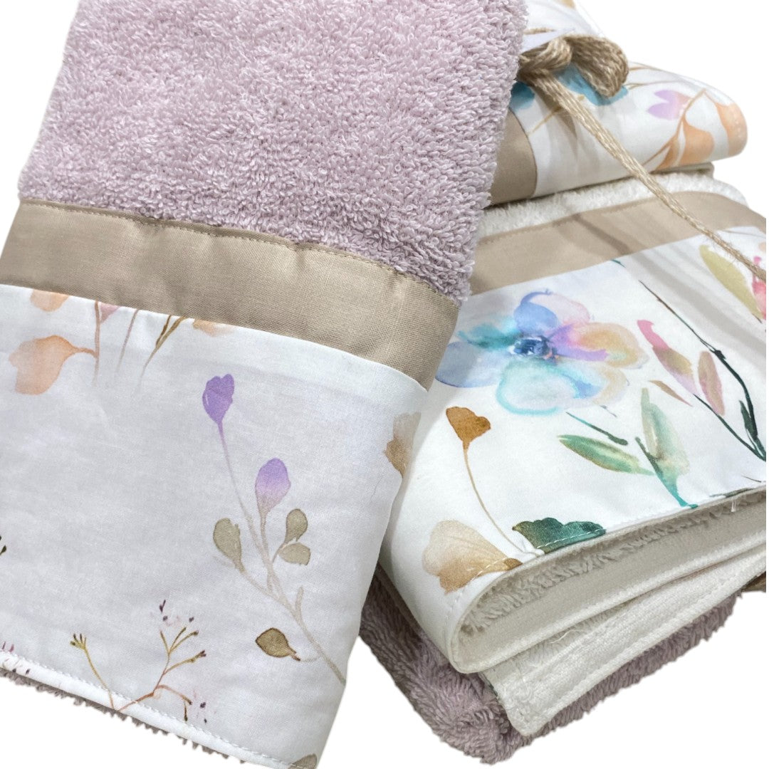 Biancoperla Set spugna 4 pezzi 2 Viso + 2 Ospite Rosa - Bianco