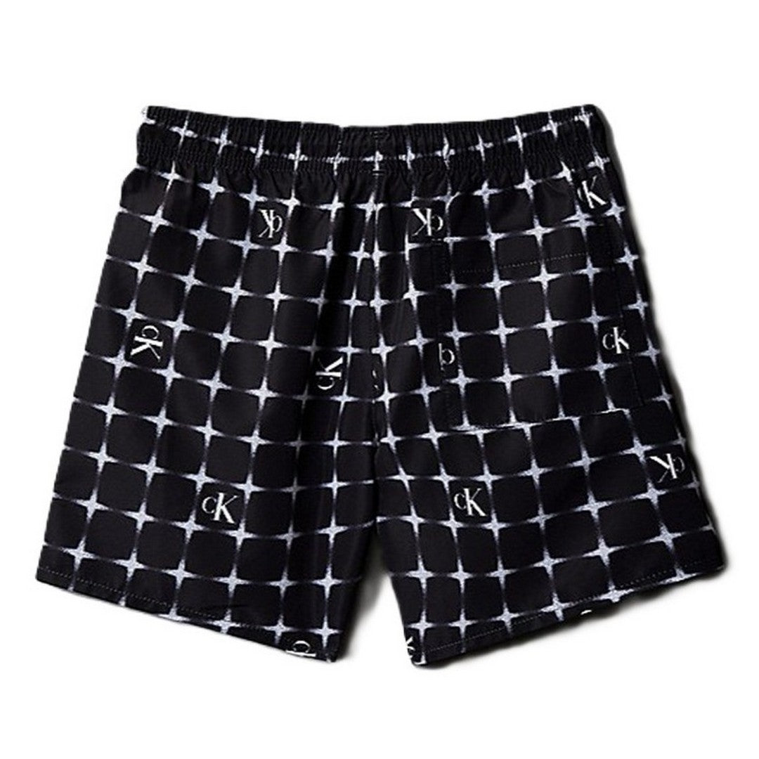 Calvin Klein Pantaloncino Mare Bambino Diffused Logo Grid Black Aop - KV0KV00062