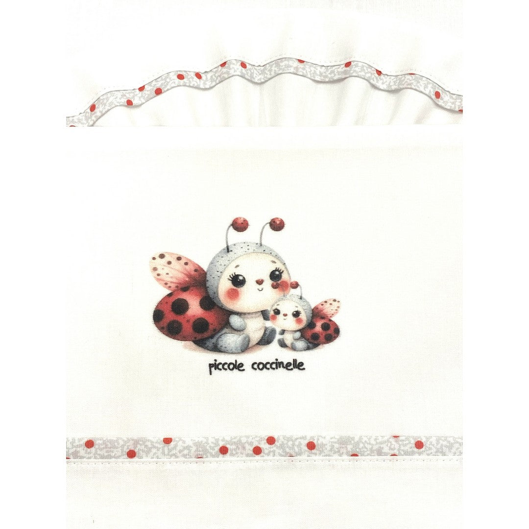 Gary Lenzuolino Neonato 100% cotone tinta unita stampa coccinelle rosso 90x120