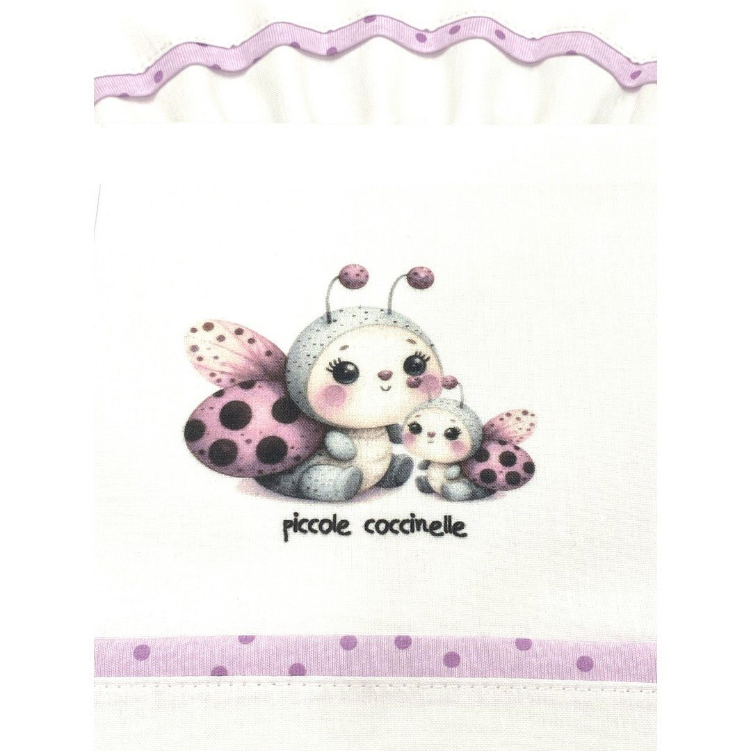 Gary Lenzuolino Neonato 100% cotone tinta unita con stampa coccinelle 90x120