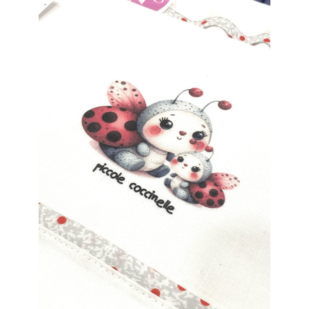 Gary Lenzuolino Neonato 100% cotone tinta unita stampa coccinelle rosso 115x175