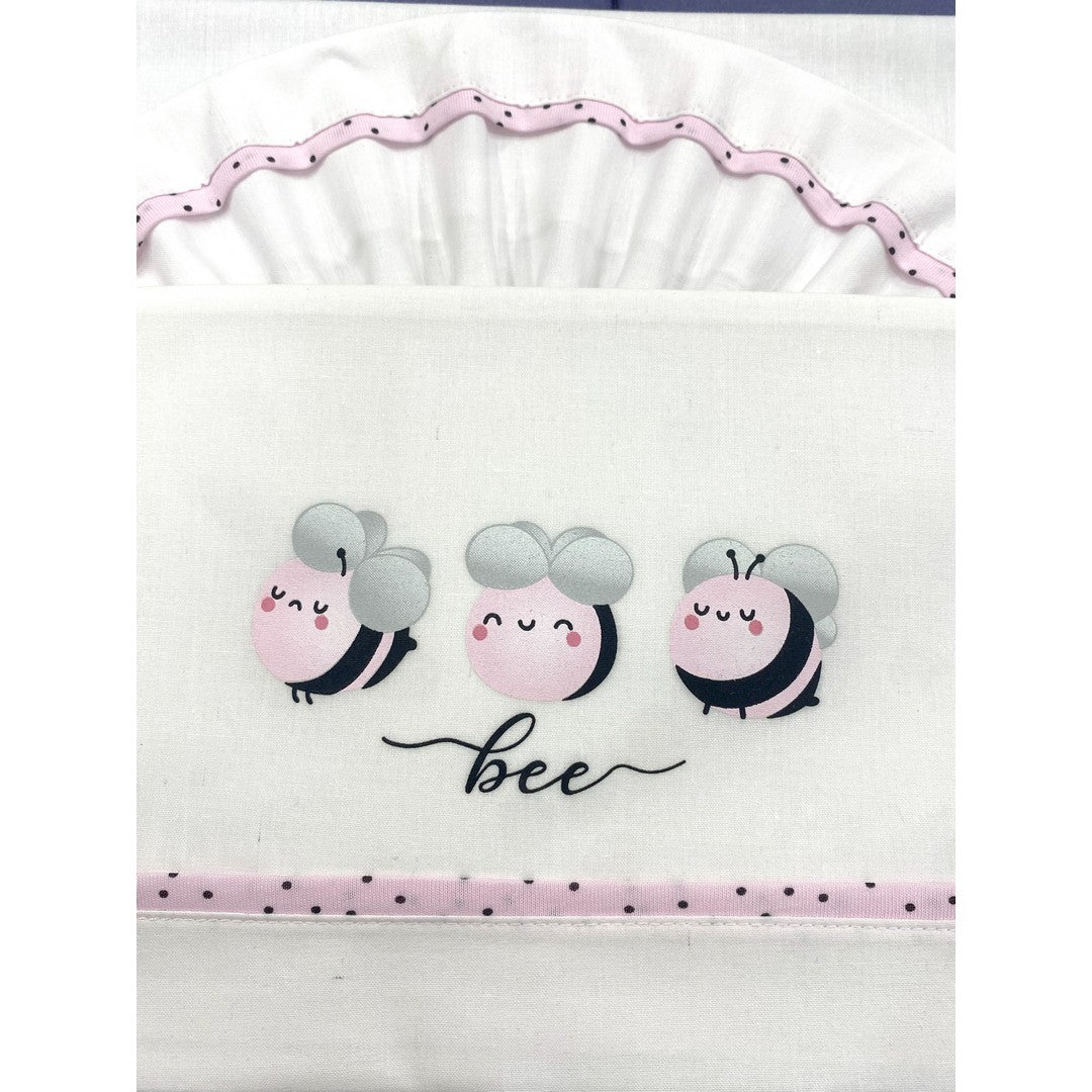 Gary Lenzuolino Neonato 100% cotone tinta unita con stampa apine rosa 90x120