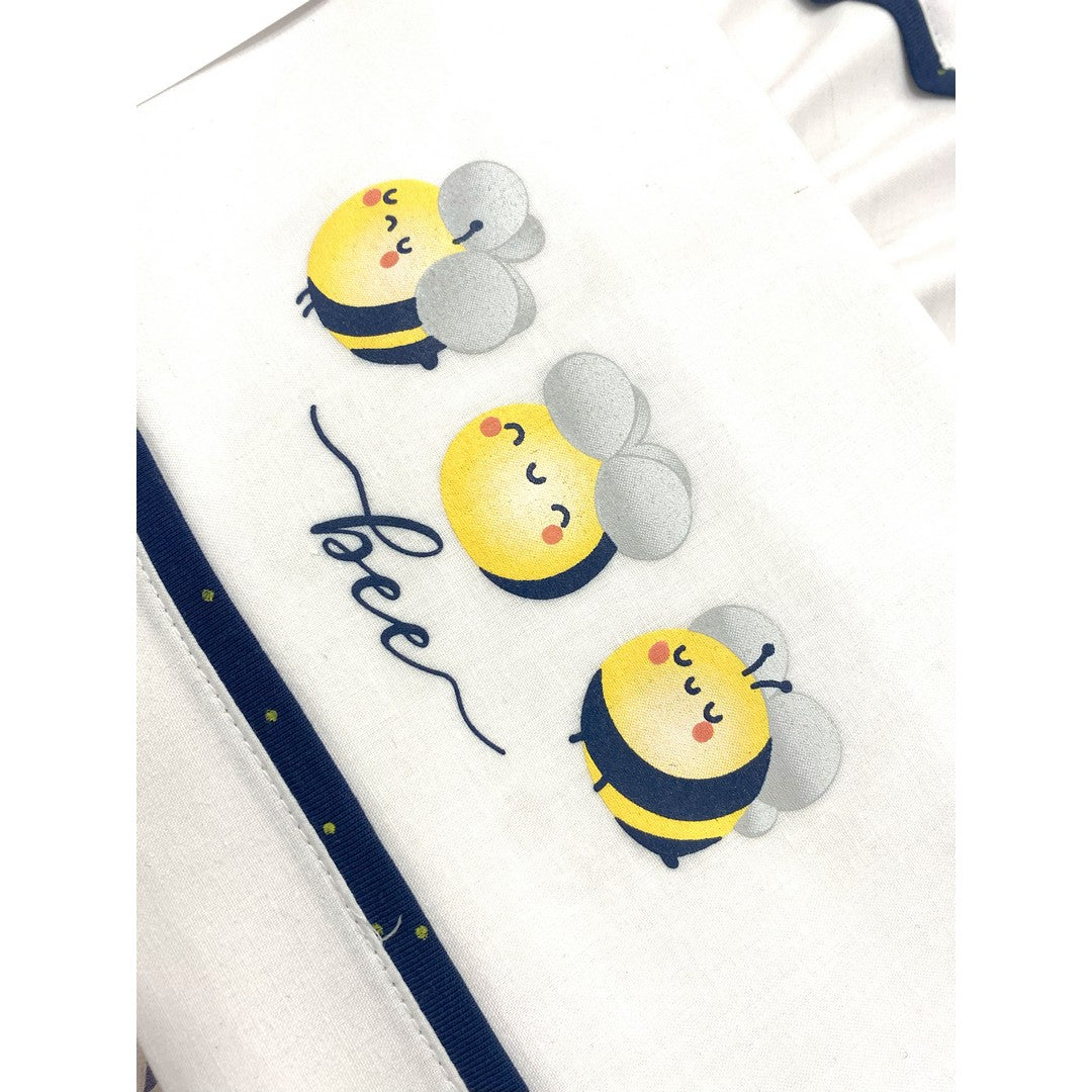 Gary Lenzuolino Neonato 100% cotone tinta unita stampa apine blu 115x175