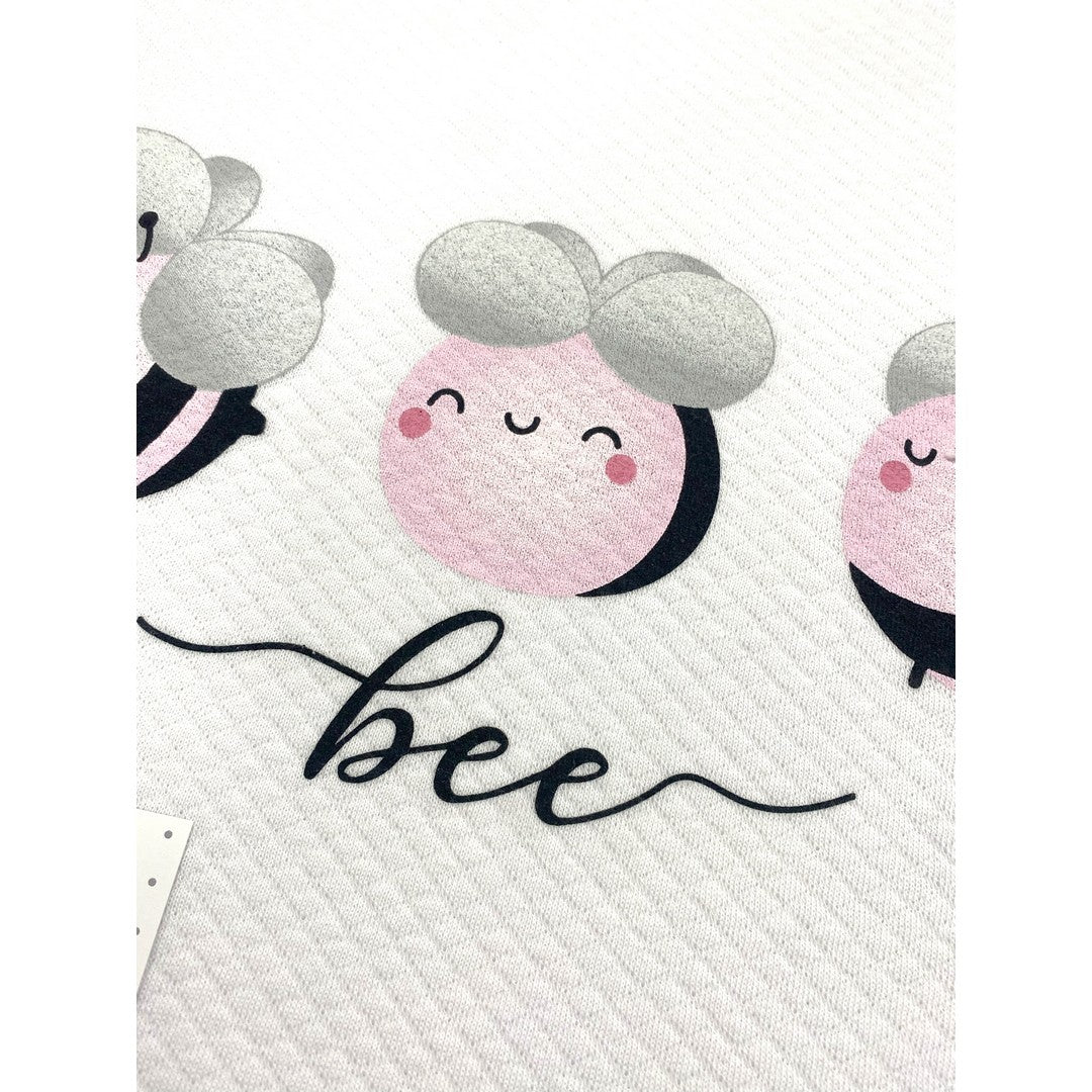 Gary Copertina Neonato 100% cotone tinta unita con stampa apine rosa 75x90