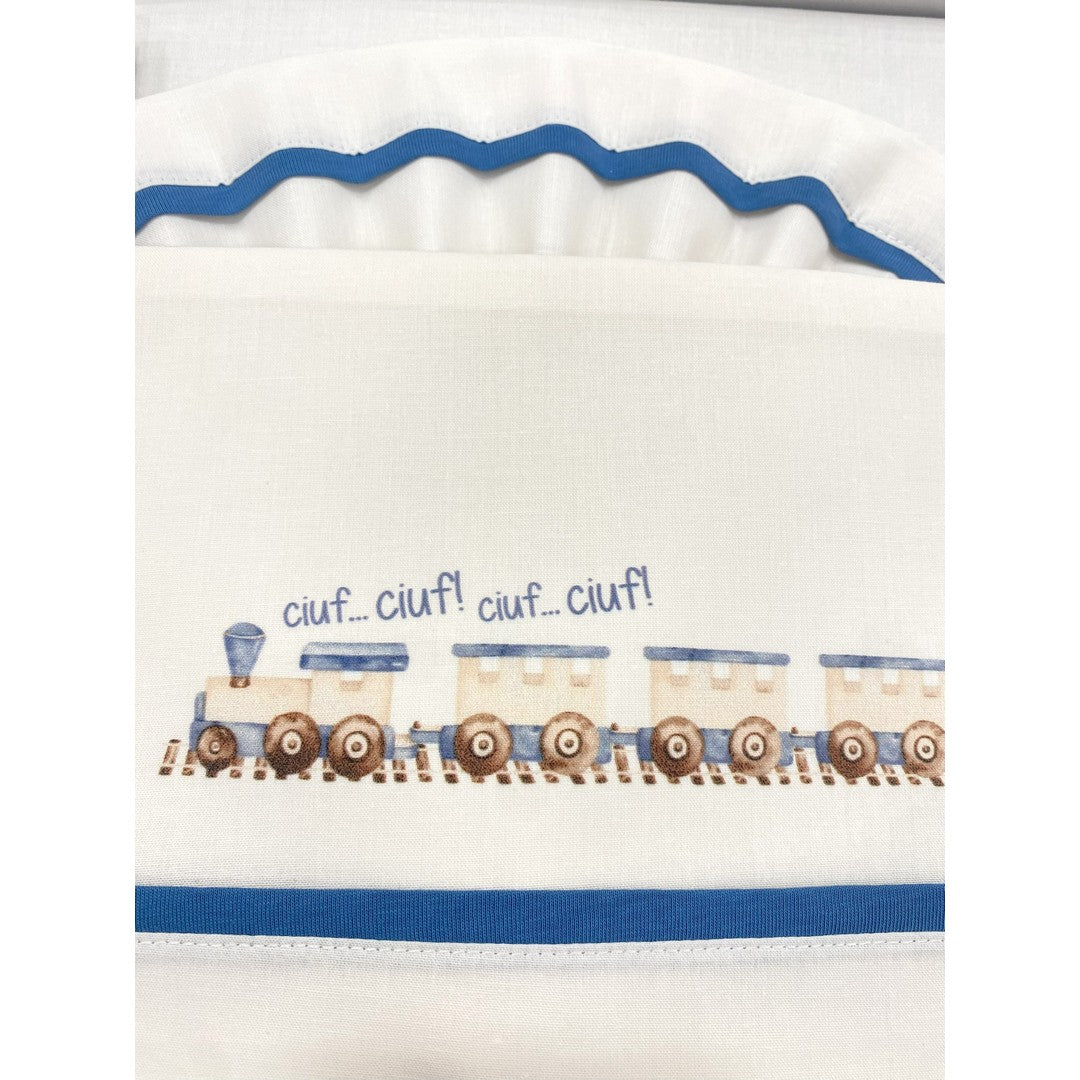 Gary Lenzuolino culla Neonato 100% cotone stampa trenino acciaio 90x120