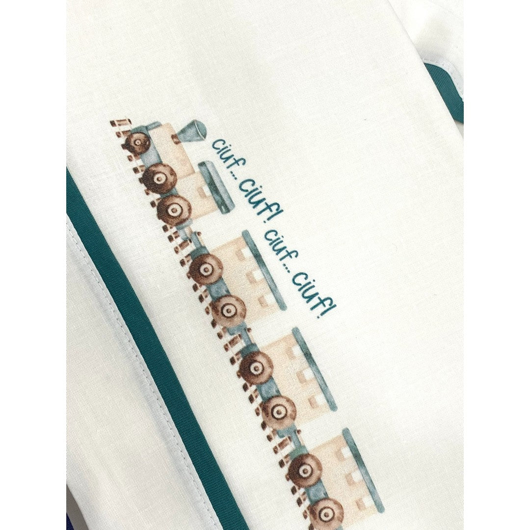 Gary Lenzuolino Neonato 100% cotone tinta unita stampa trenino verde 115x175