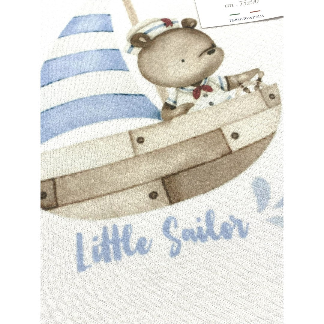 Gary Copertina Neonato 100% cotone tinta unita stampa barca cielo 75x90