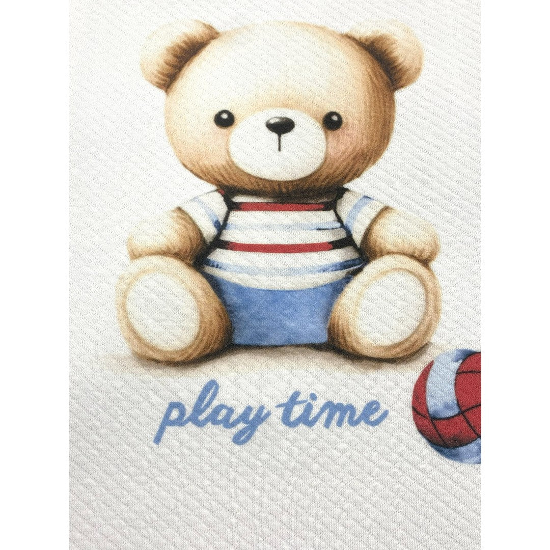 Gary Copertina Neonato 100% cotone tinta unita stampa orsetto rosso/azzurro75x90