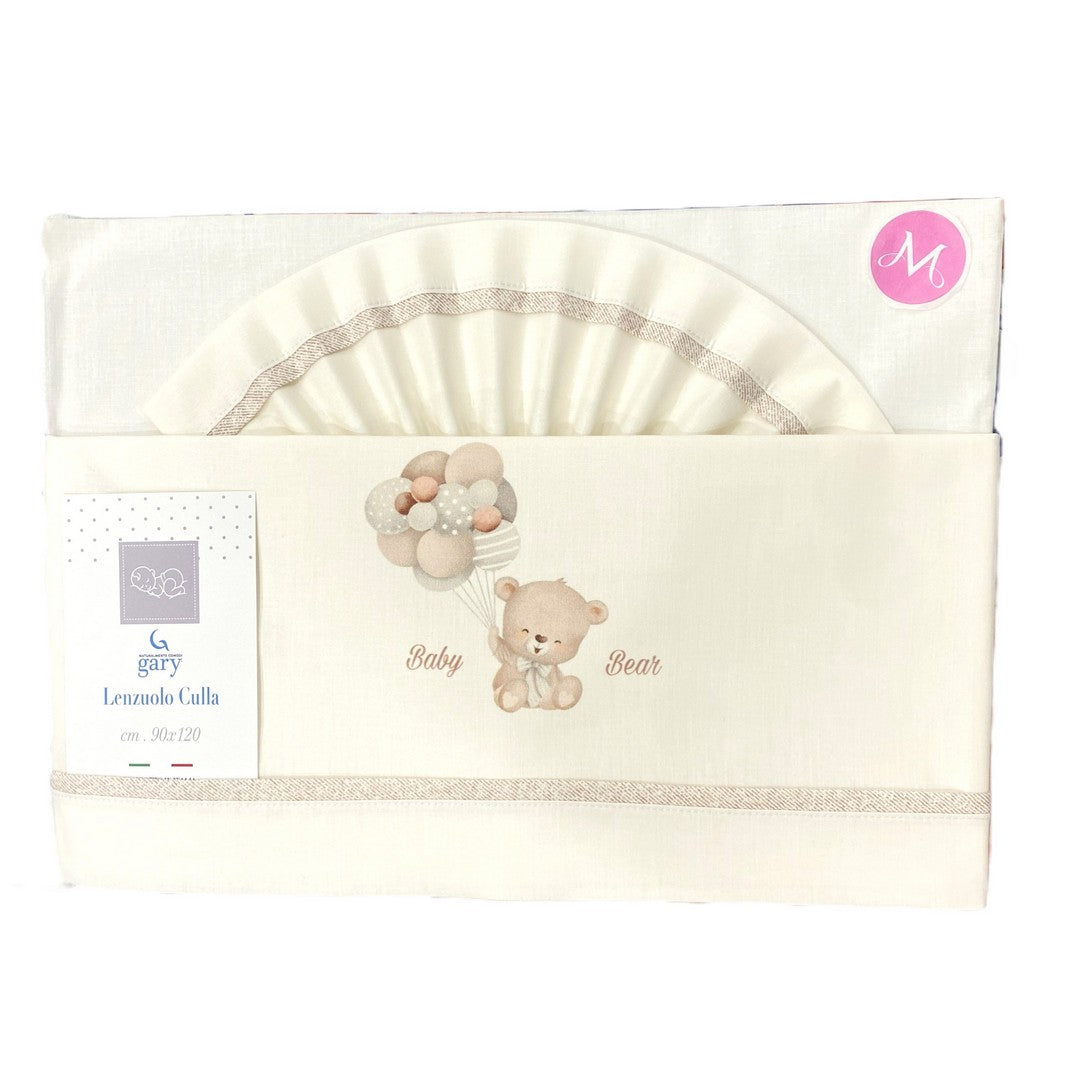 Gary Lenzuolino culla Neonato 100% cotone con stampa palloncini latte 75x90