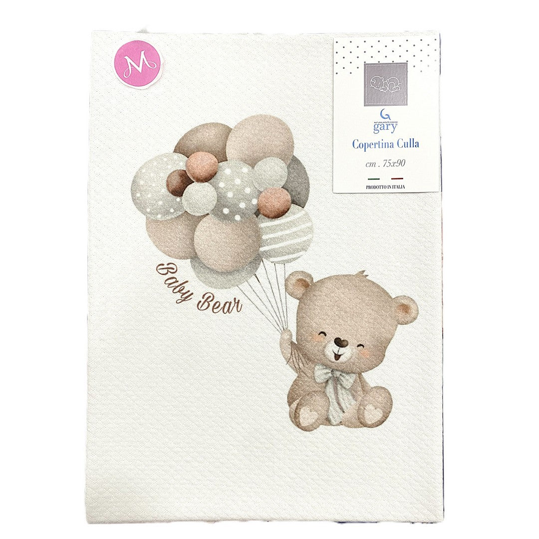 Gary Copertina Neonato 100% cotone tinta unita con stampa palloncini latte 75x90