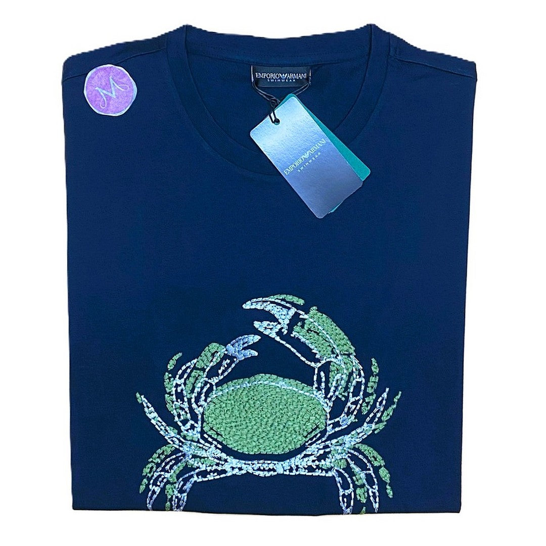 Emporio Armani Beachwear T-Shirt Blue Print Crab - EM000574 AF12347 FB074