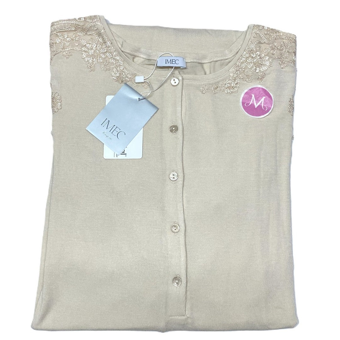 Imec Lingerie amicia da notte MicroModal manica lunga con pizzo crema