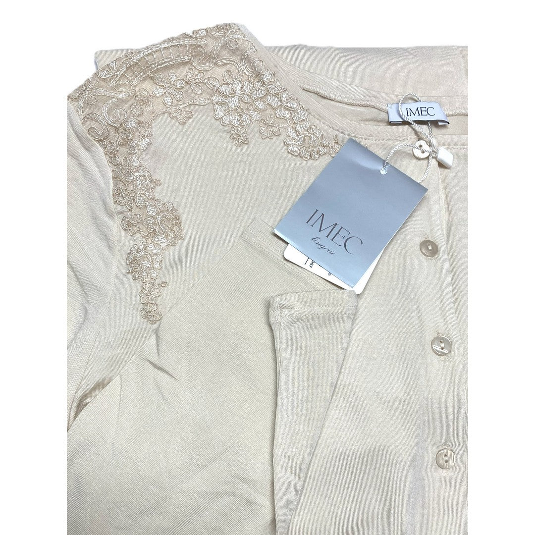 Imec Lingerie amicia da notte MicroModal manica lunga con pizzo crema