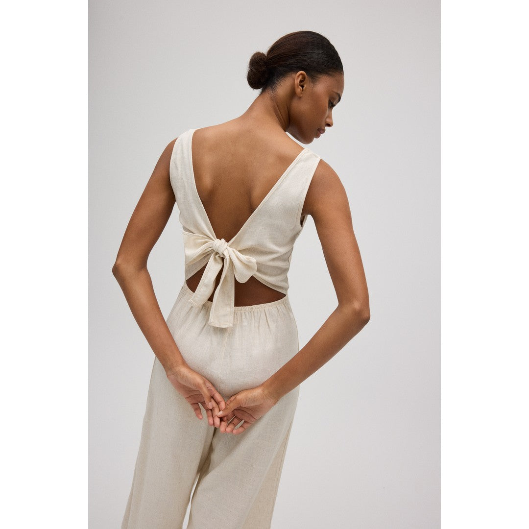 Ysabel Mora Beachwear Abito Tuta Con Fiocco In Lino Donna - 86199