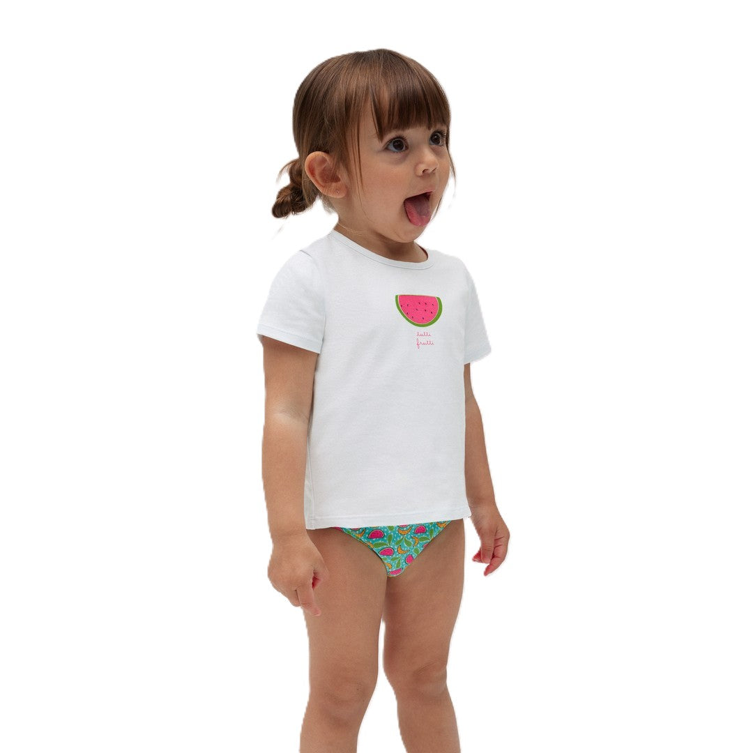 Ysabel Mora Beachwear Completo Bambina Costume Slip E Maglietta - 97072