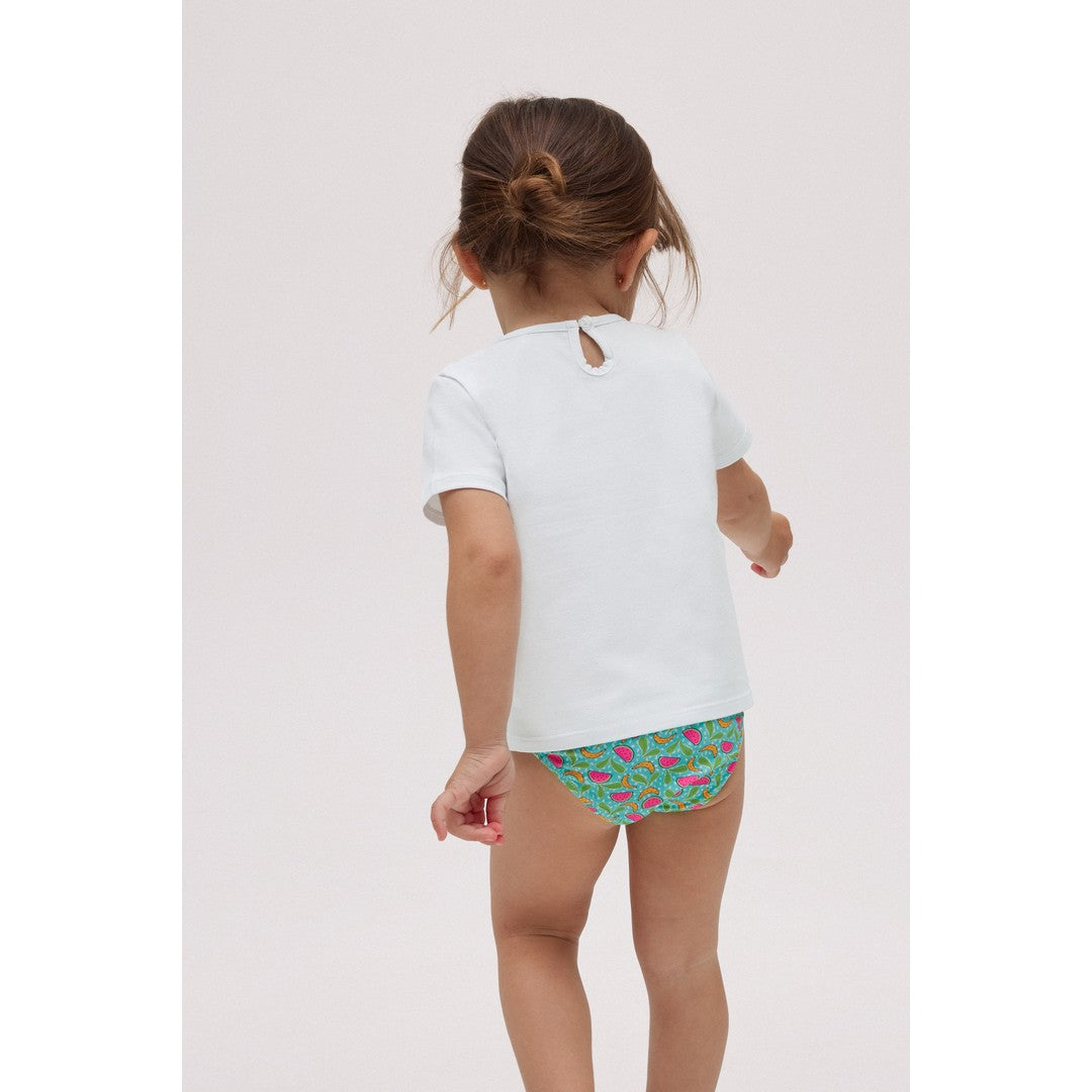 Ysabel Mora Beachwear Completo Bambina Costume Slip E Maglietta - 97072