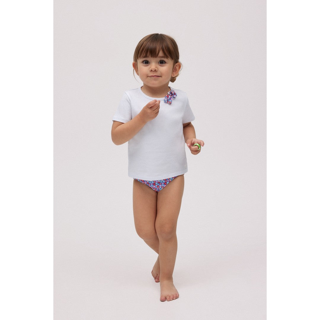 Ysabel Mora Beachwear Completo Bambina Costume Slip E Maglietta - 97072