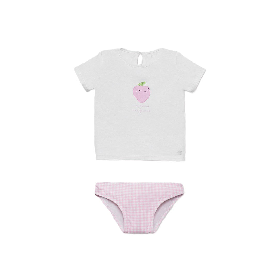 Ysabel Mora Beachwear Completo Bambina Costume Slip E Maglietta - 97079