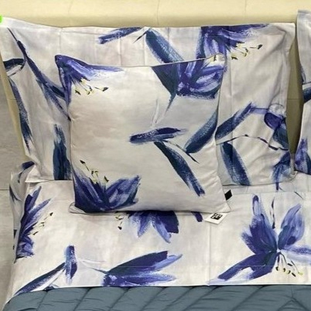 Reever completo lenzuola in raso di cotone Diva blu LN0586