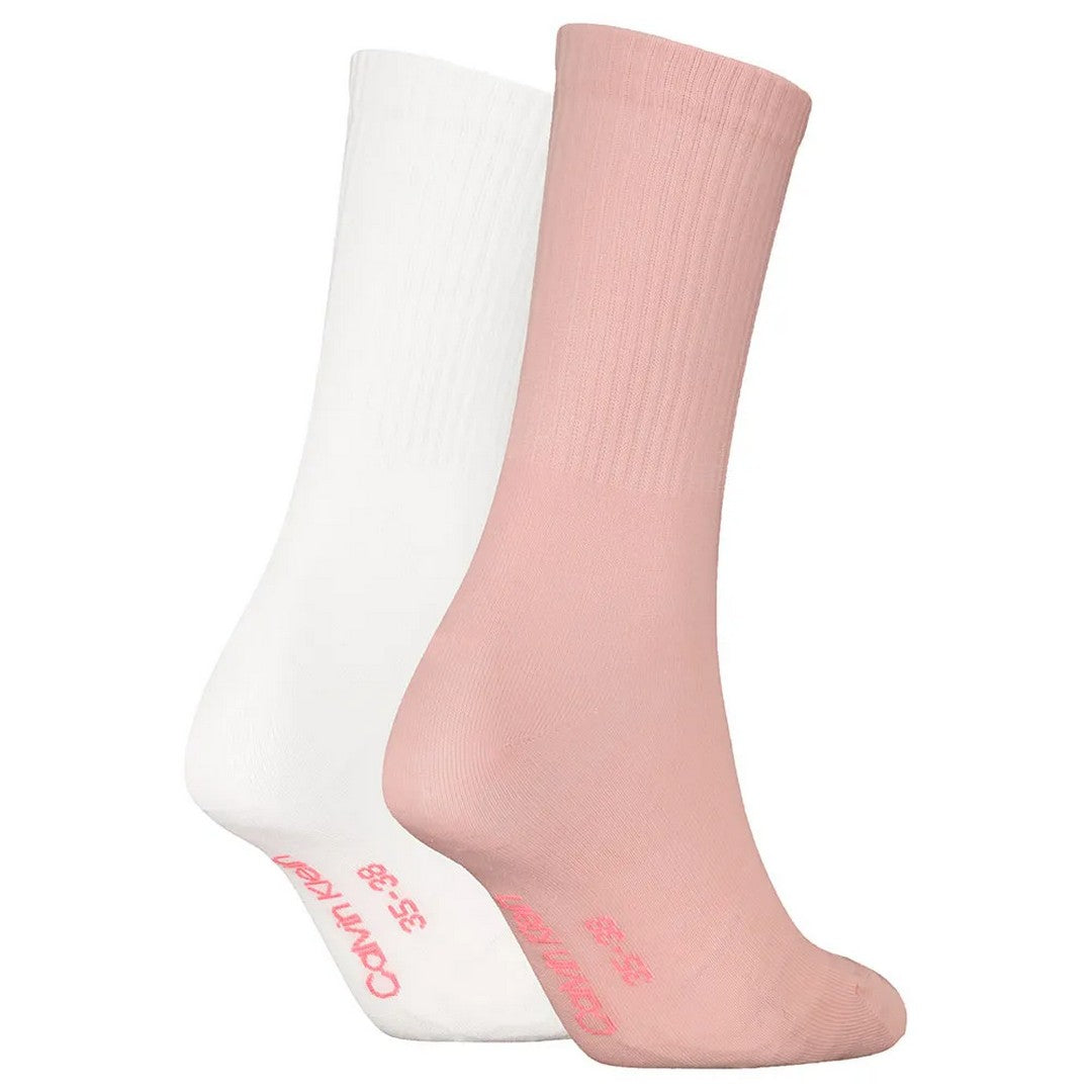 Calvin Klein Donna 2P Calze Monogram bianco rosa - 701228811 007
