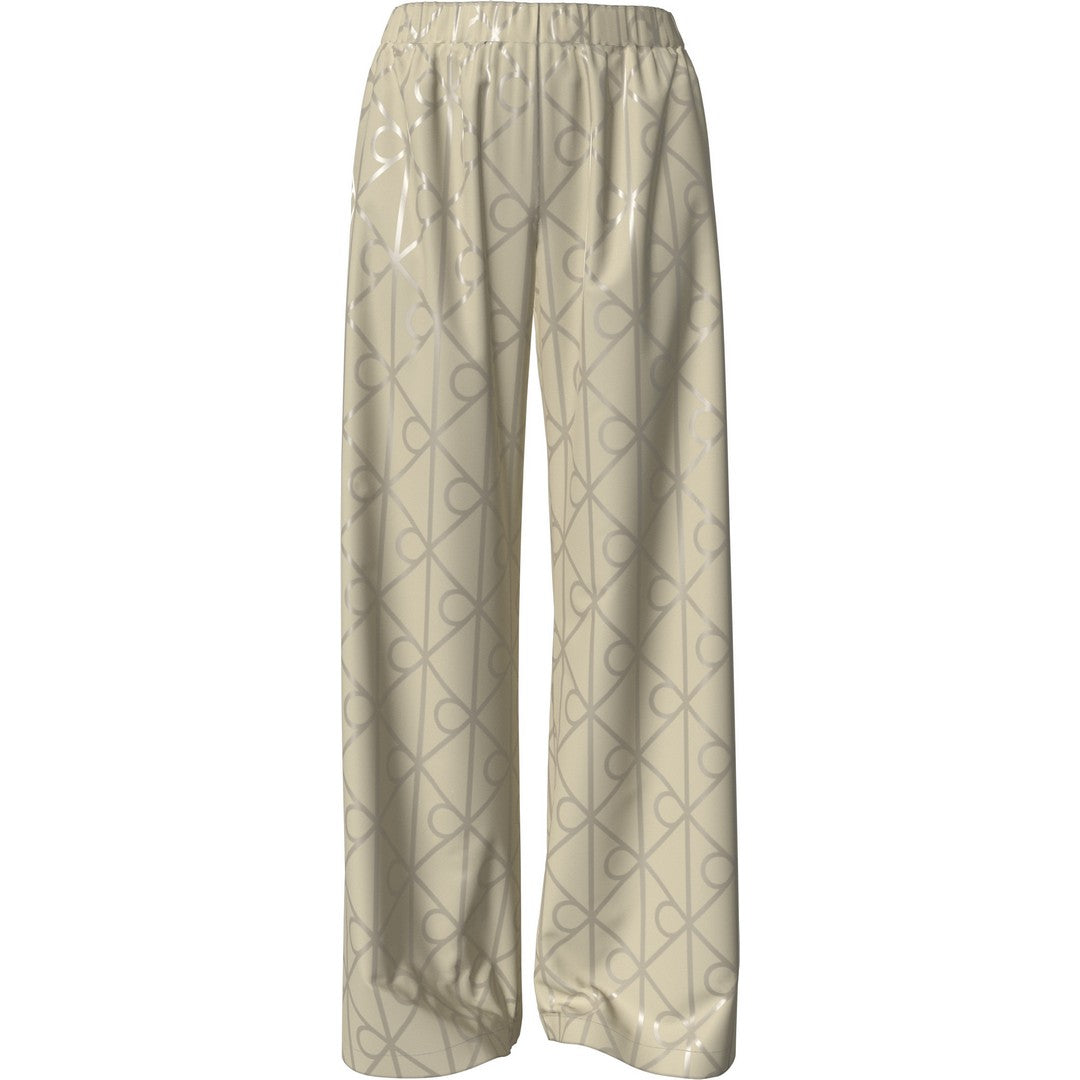 Calvin Klein Donna Camicia Pigiama con Stampa - Satin Sheen - Sabbia