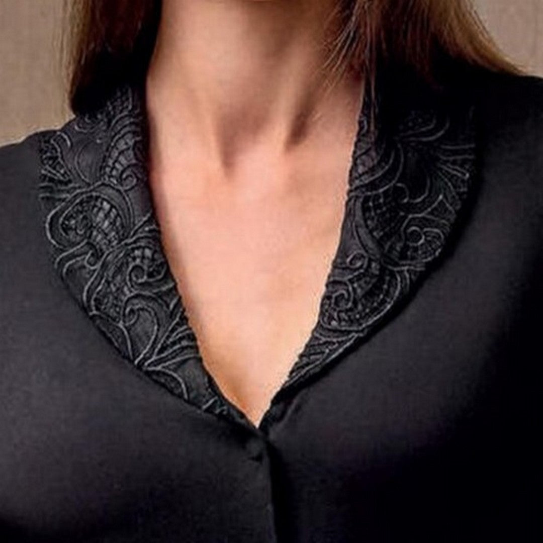 Lormar Pigiama donna in viscosa pesante aperto colletto Smoking