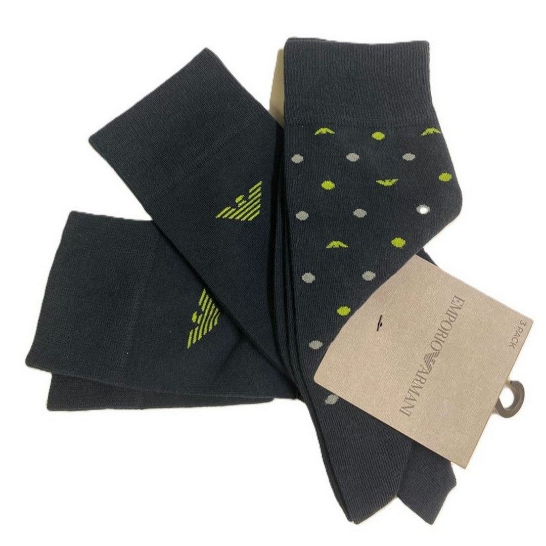 Emporio Armani 3 Pack Calze Corte Uomo Allover Eagle EM000554-AF18145-MB383