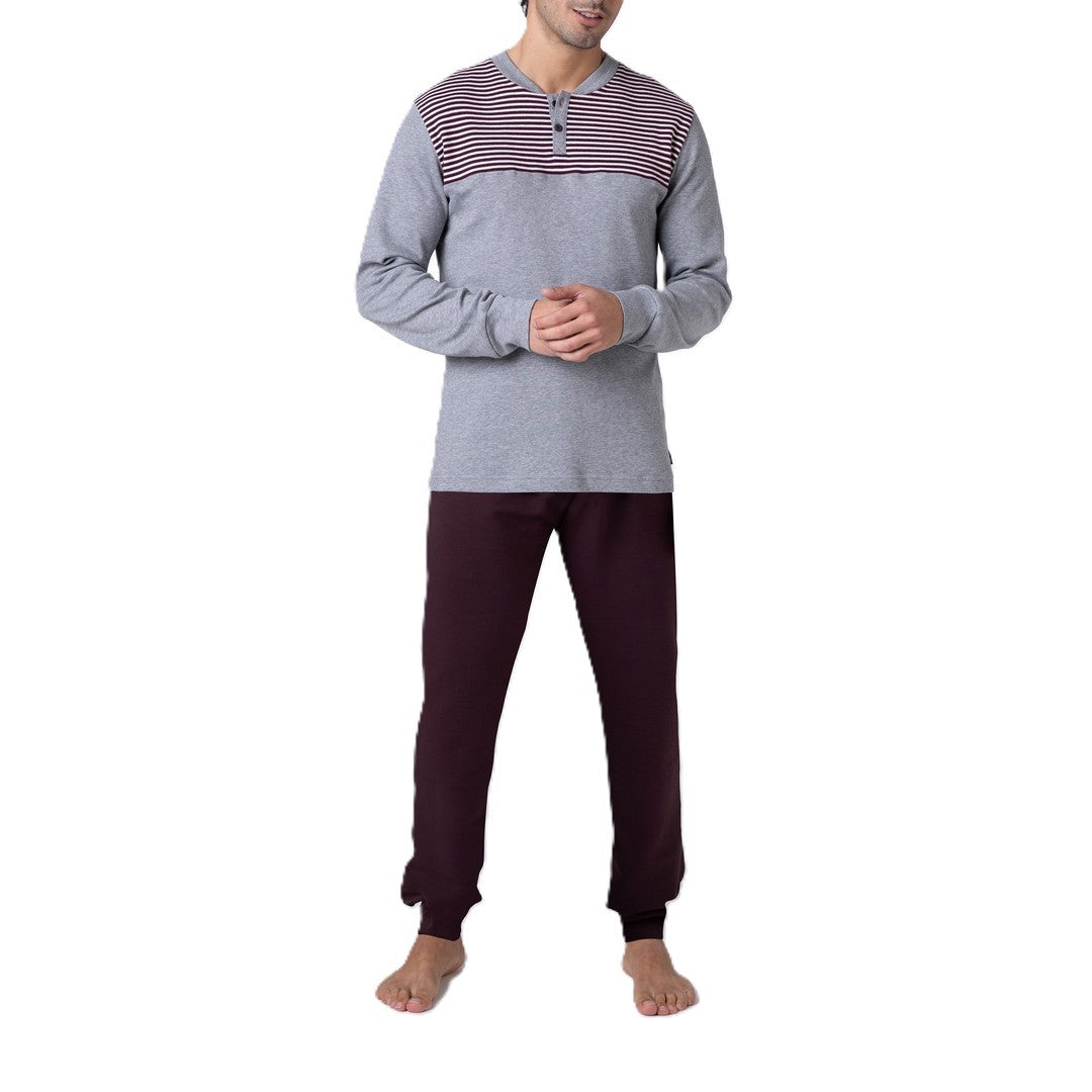 Lovable Pigiama Uomo Serafino Lungo Caldo Cotone - 9L0DO