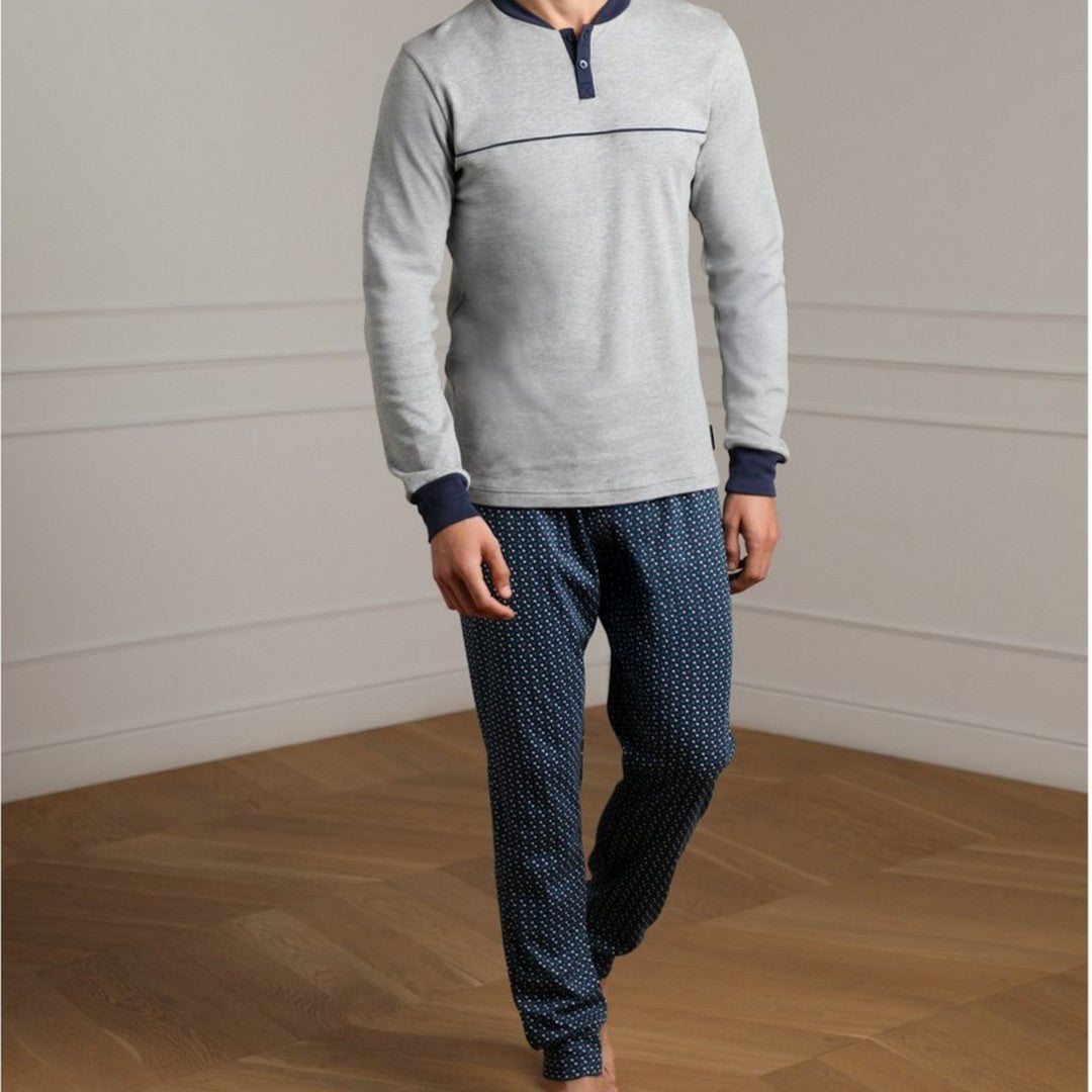 Lovable Pigiama Uomo Serafino Lungo Caldo Cotone - 9L0DO