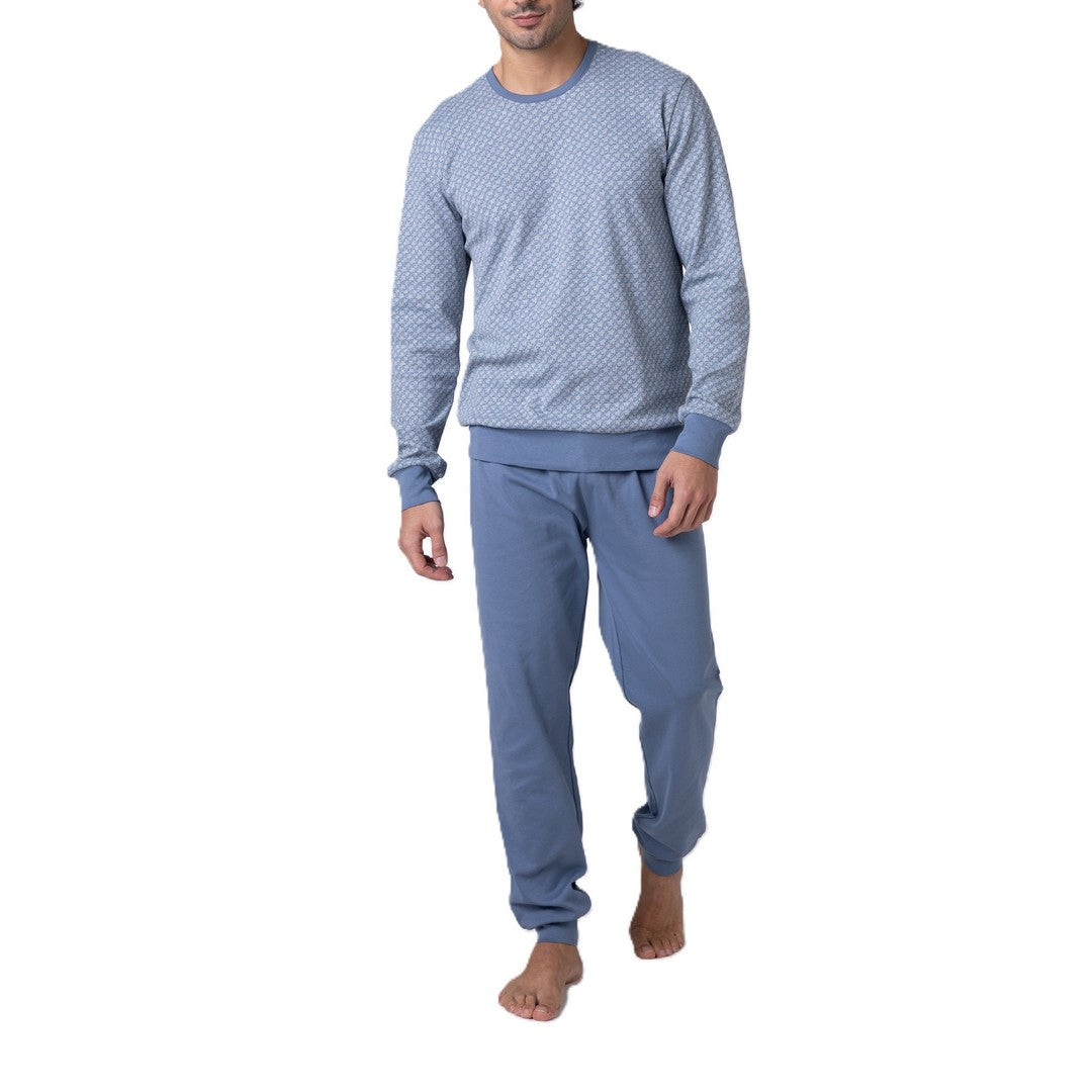 Lovable LVB Pigiama Lungo Uomo 100% Cotone Jersey: Morbido E Con Serafino Alla Moda