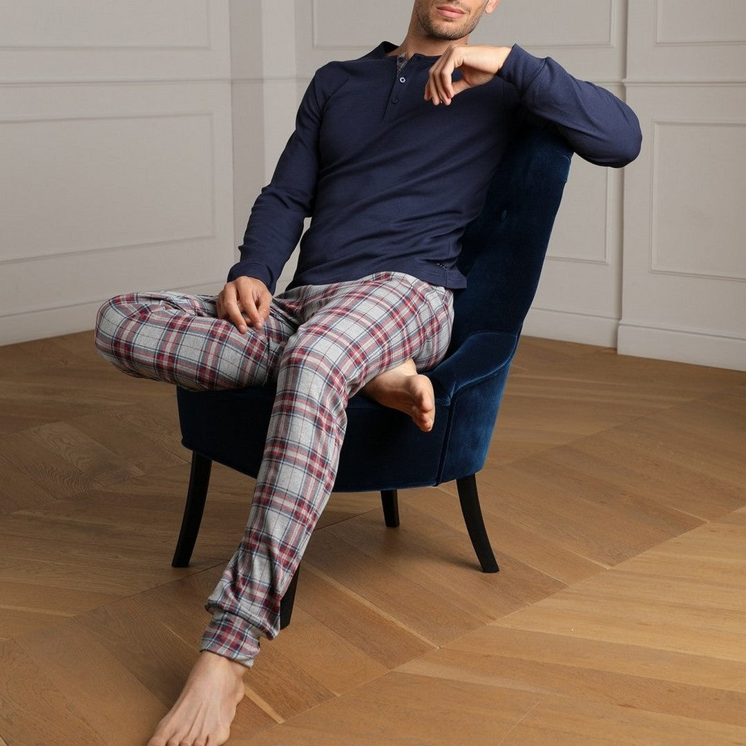 Lovable Pigiama Uomo Serafino Lungo Caldo Cotone - 9L0EA