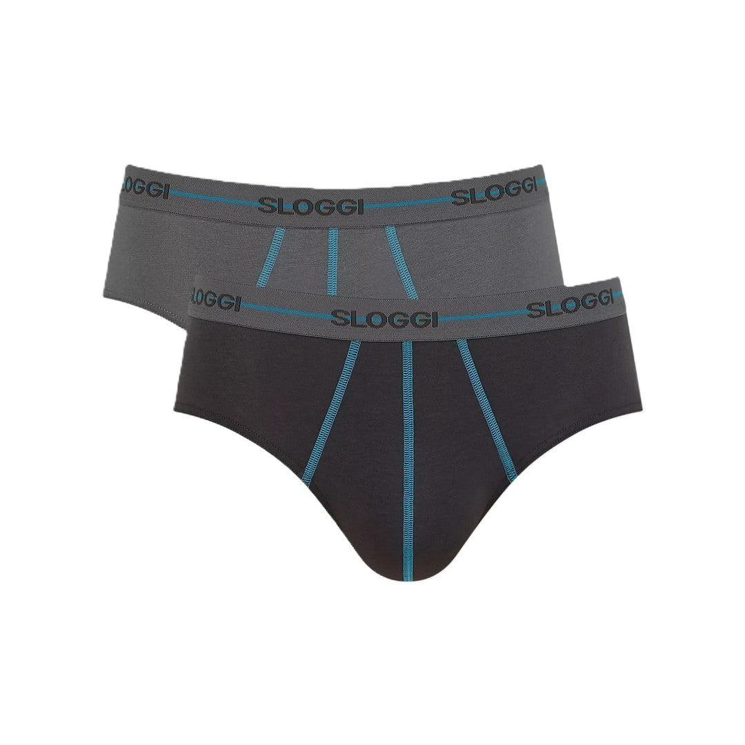 Sloggi Uomo 2P Slip Start Midi M003 Grigio/Blu