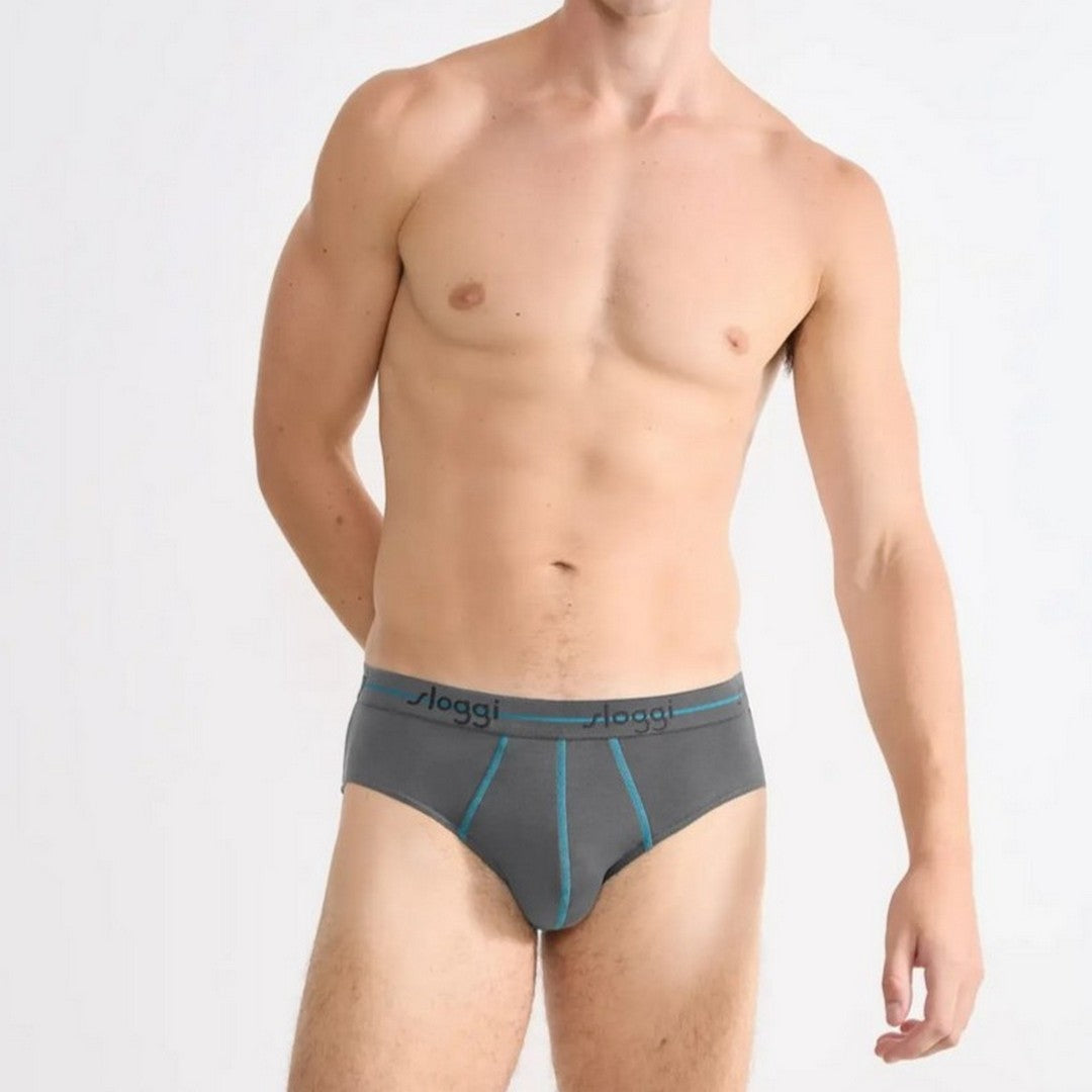 Sloggi Uomo 2P Slip Start Midi M003 Grigio/Blu