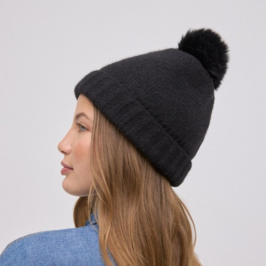 Ysabel Mora Donna Berretto PomPon Nero - 70688