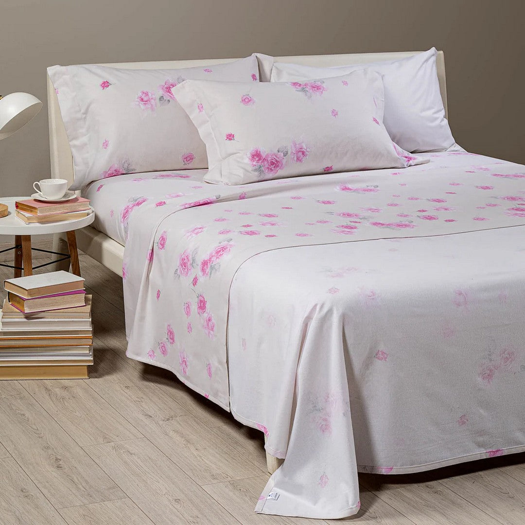 Caleffi Completo Lenzuola in Flanella di Puro Cotone Floral