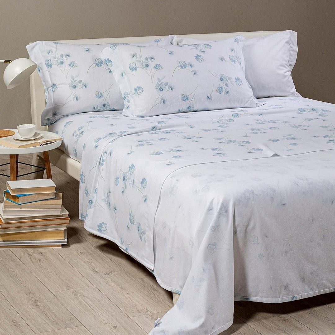 Caleffi Completo Lenzuola in Flanella di Puro Cotone Flores