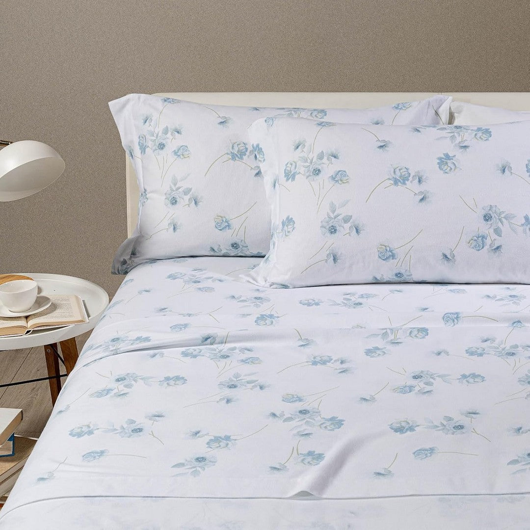 Caleffi Completo Lenzuola in Flanella di Puro Cotone Flores