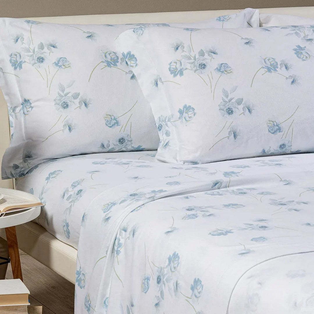 Caleffi Completo Lenzuola in Flanella di Puro Cotone Flores